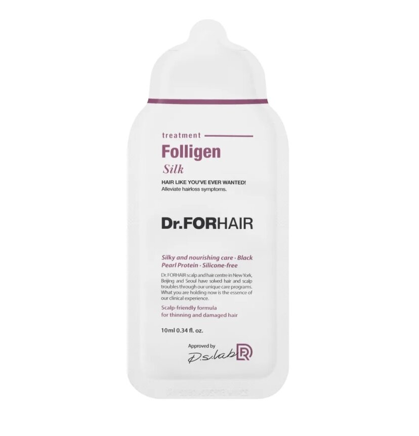 Відновлююча маска - кондиціонер для пошкодженого волосся Dr.FORHAIR Folligen Silk Treatment, Тестер 